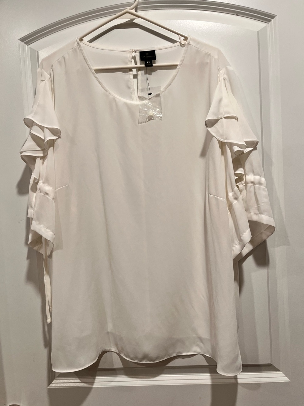 M&S Woman White Ruffle Sleeve Blouse - Elegant Women's Top